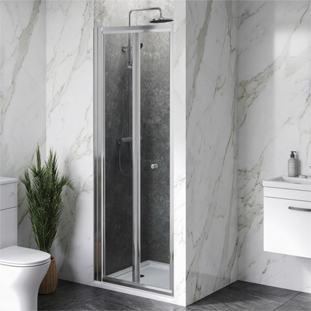 Brand New Bathrooms 8mm Chrome Bifold Shower Doors (3 sizes, Chrome Finish) - Brand New Bathrooms