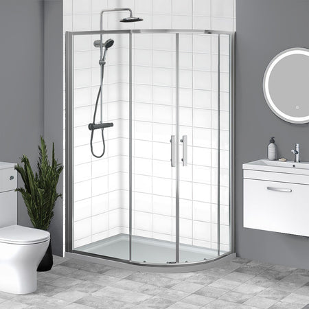 Brand New Bathrooms 8mm Offset Quadrant Shower Enclosure (4 sizes, Chrome) - Brand New Bathrooms