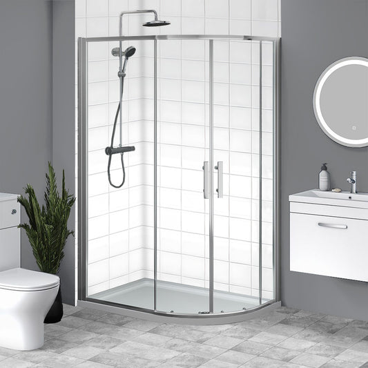 Brand New Bathrooms 8mm Offset Quadrant Shower Enclosure (4 sizes, Chrome) - Brand New Bathrooms