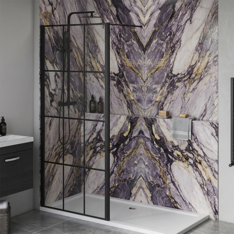 Brand New Bathrooms 8mm Black/Matrix Wetroom Panels (4 sizes, Black) - Brand New Bathrooms