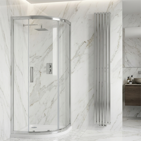 Brand New Bathrooms 8mm Singe Door Offset Quadrant Enclosure (2 sizes, Chrome) - Brand New Bathrooms