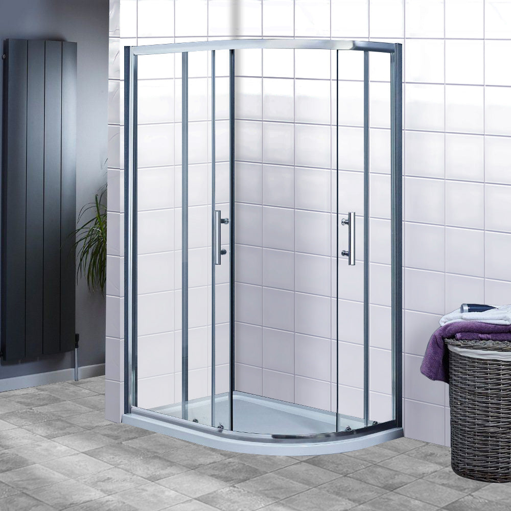 Brand New Bathrooms 6mm Offset Quadrant Shower Enclosure (13 sizes, Chrome) - Brand New Bathrooms