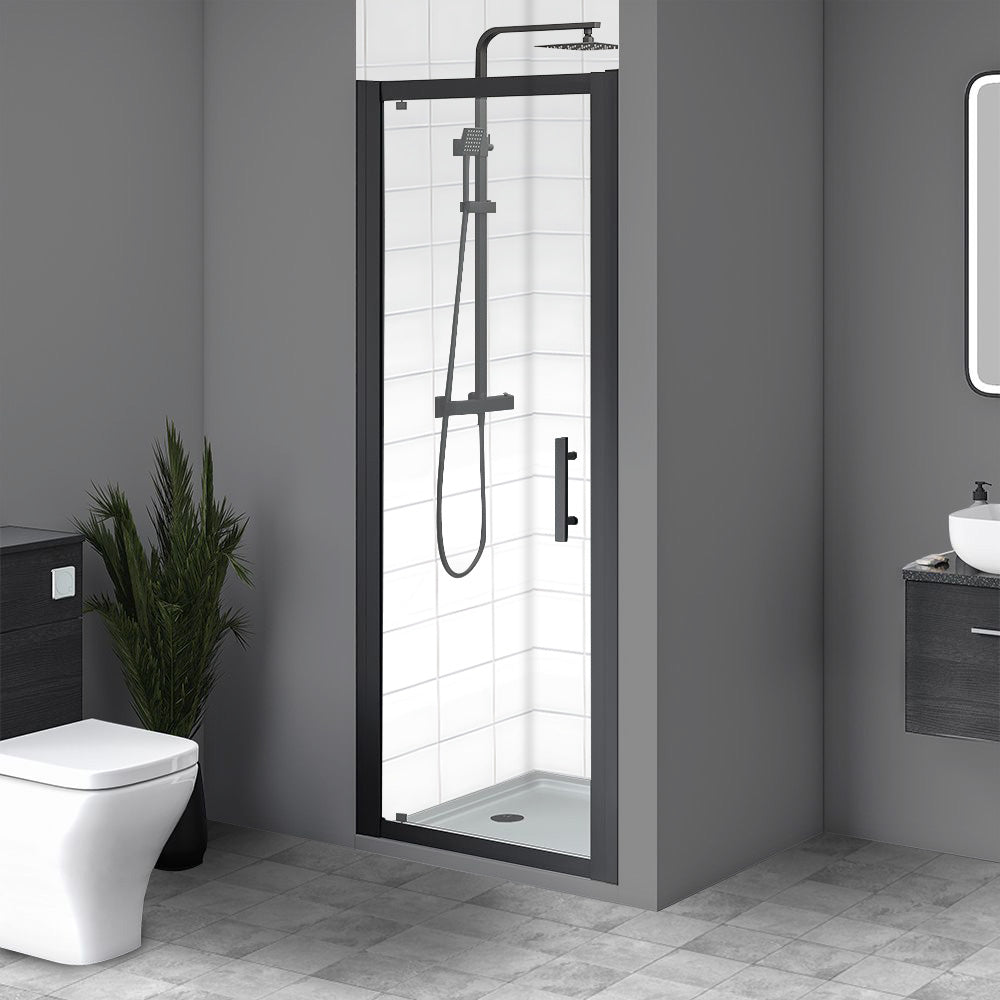 Brand New Bathrooms 6mm Pivot Shower Door (4 sizes, Matt Black) - Brand New Bathrooms