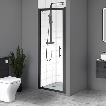 Brand New Bathrooms 6mm Pivot Shower Door (4 sizes, Matt Black) - Brand New Bathrooms
