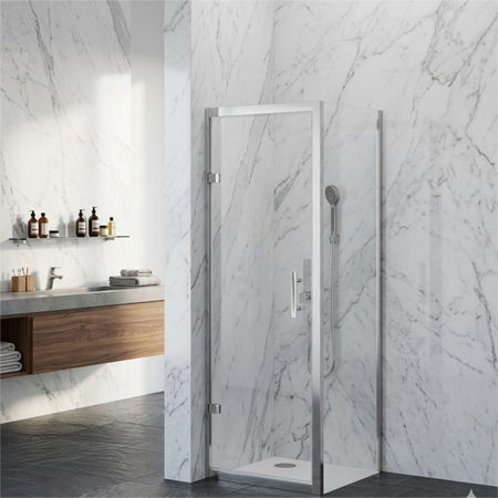 Brand New Bathrooms 8mm Chrome Hinged Shower Door (4 sizes, Chrome) - Brand New Bathrooms