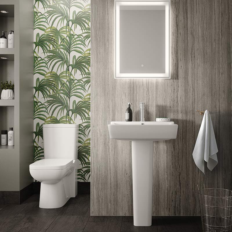 Hudson Reed Arlo Flush to Wall Toilet Pan, Cistern & Seat (White) - Brand New Bathrooms