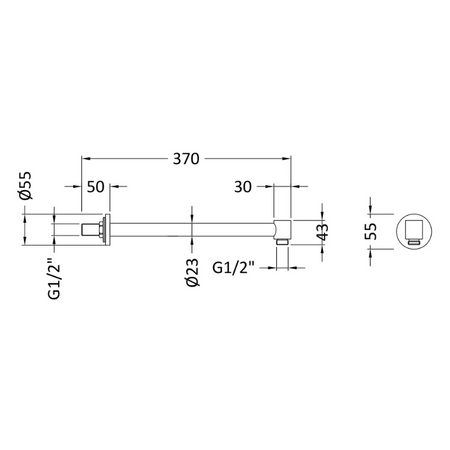 Nuie Straight Design Shower Wall-Mounted Arm (1 size, Chrome) - Brand New Bathrooms