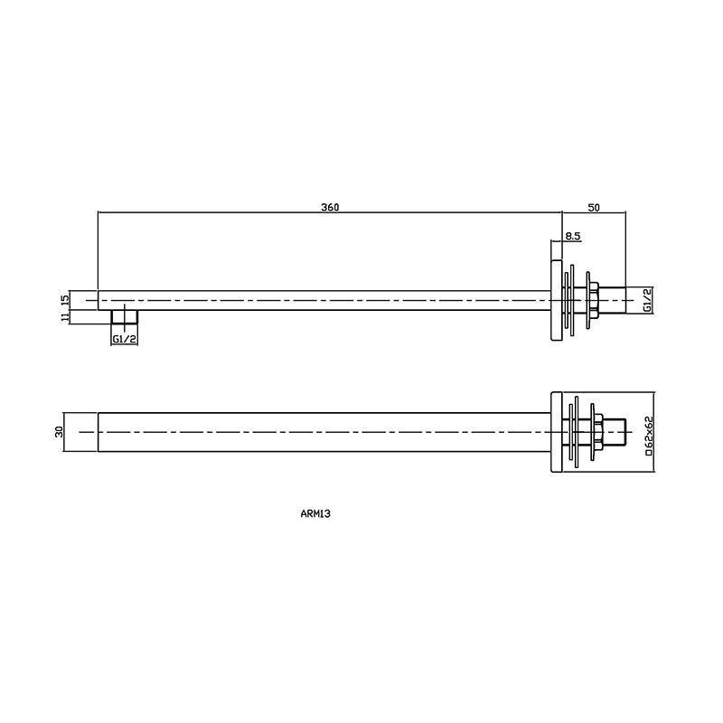 Hudson Reed Fixed Shower Heads Wall-Mounted Arm (3 sizes, Chrome) - Brandnew Bathroom