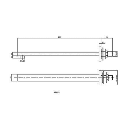 Hudson Reed Fixed Shower Heads Wall-Mounted Arm (3 sizes, Chrome) - Brandnew Bathroom