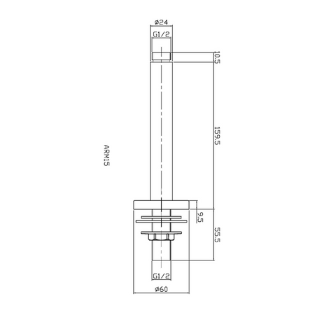 Nuie Round Design Ceiling-Mounted Arm (2 sizes, 4 colours) - Brand New Bathrooms