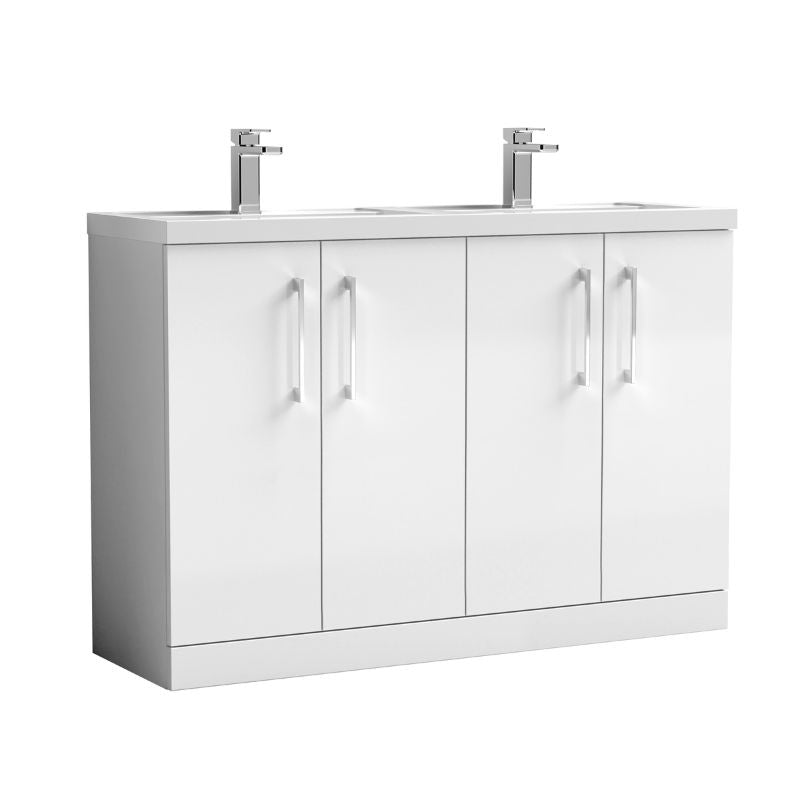 Nuie Arno Floor Standing 4 Door Vanity & Double Basin 1 (1 size, 9 colours) - Brand New Bathrooms