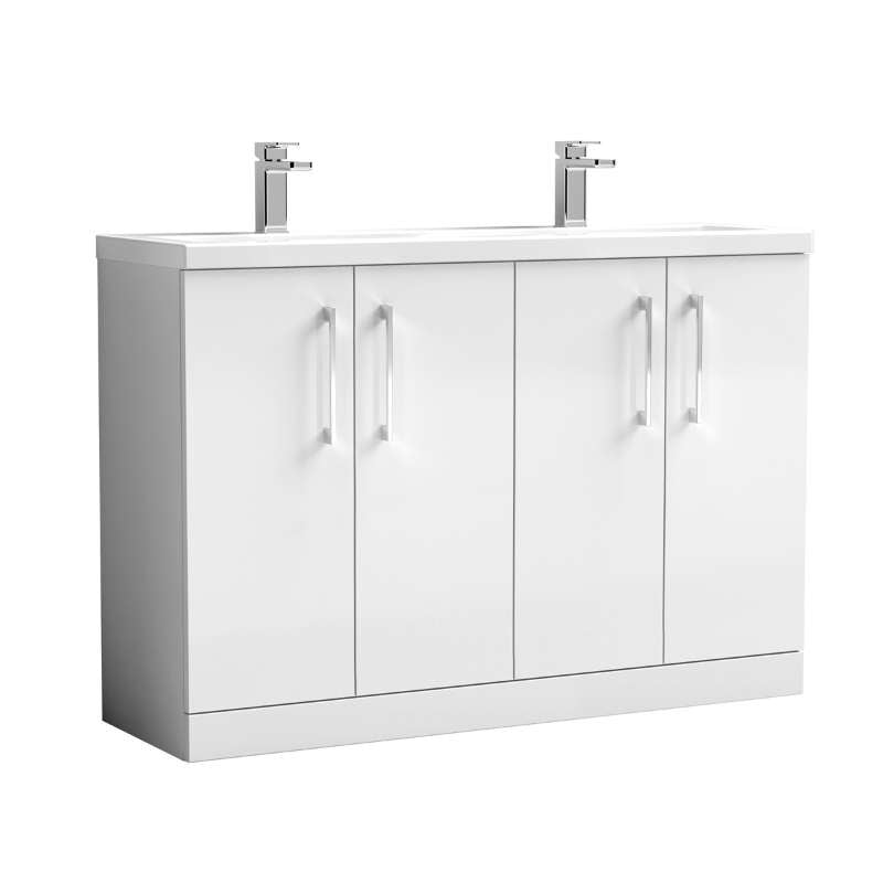 Nuie Arno Floor Standing 4 Door Vanity & Double Basin 2 (1 size, 9 colours) - Brand New Bathrooms
