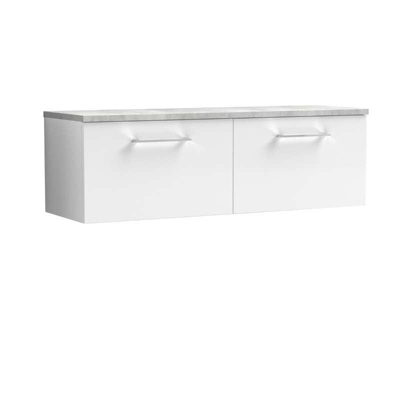 Nuie Arno Wall Hung 2-Drawer Vanity & Laminate Worktop (1 size, 8 colours) - Brand New Bathrooms
