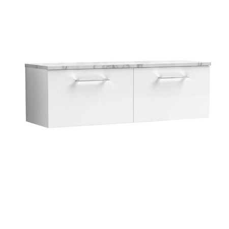 Nuie Arno Wall Hung 2-Drawer Vanity & Laminate Worktop (1 size, Gloss White) - Brand New Bathrooms