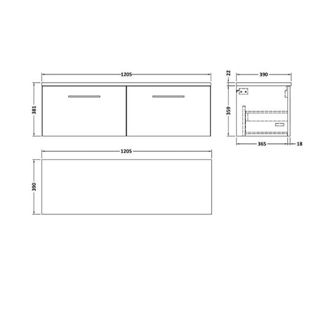 Nuie Arno Wall Hung 2-Drawer Vanity & Laminate Worktop (1 size, Gloss White) - Brand New Bathrooms