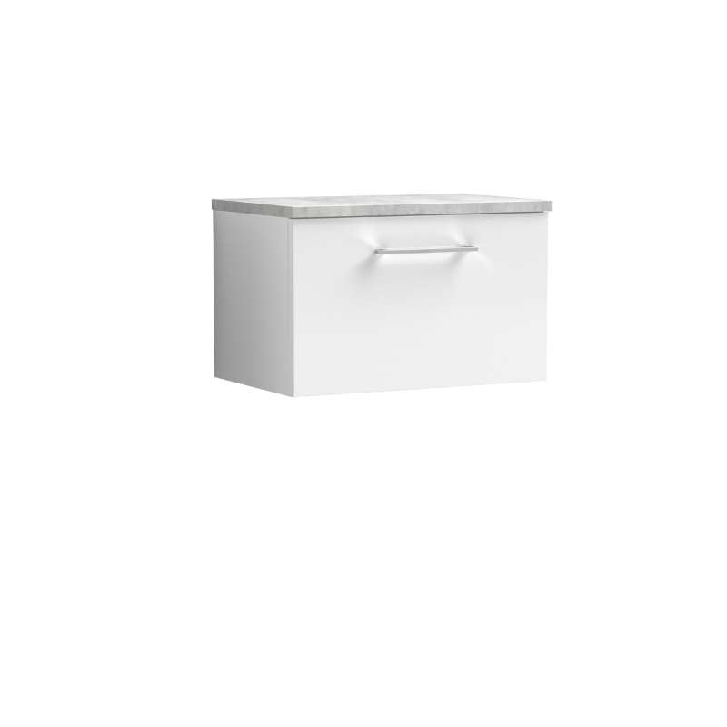 Nuie Arno Wall Hung 1-Drawer Vanity & Laminate Worktop (1 size, 9 colours) - Brand New Bathrooms