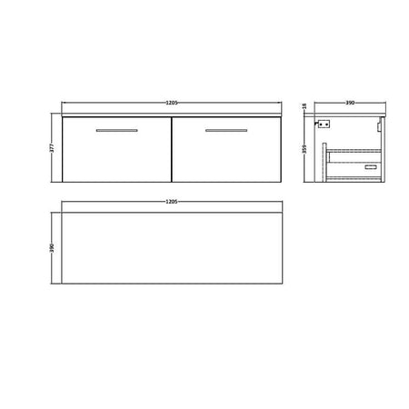Nuie Arno Wall Hung 2 Drawer Vanity & Worktop (1 size, 9 colours) - Brand New Bathrooms