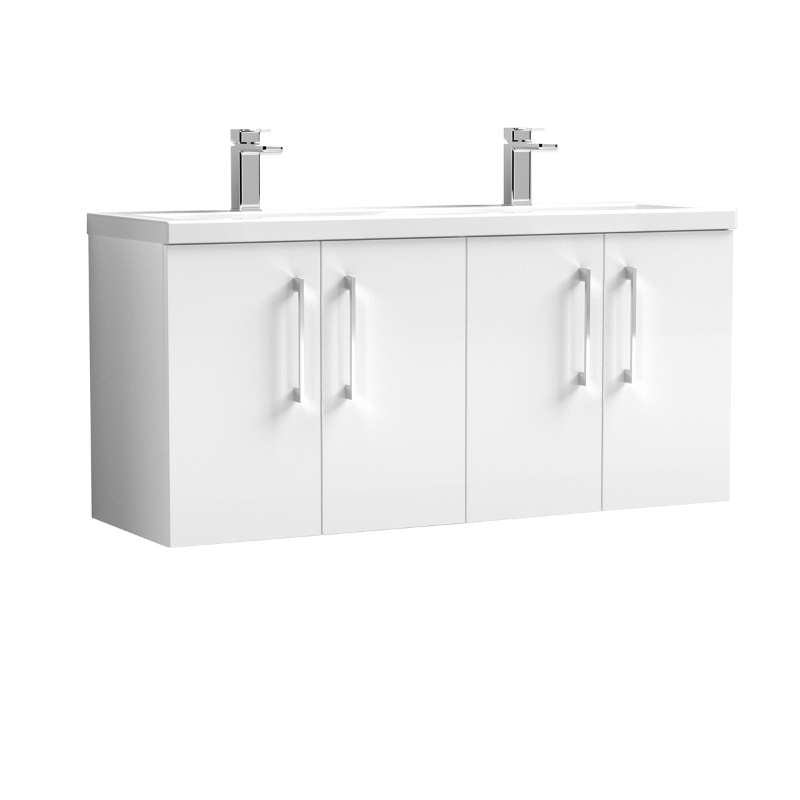 Nuie Arno Wall Hung 4-Door Vanity & Double Basin (2 sizes, 8 colours) - Brand New Bathrooms