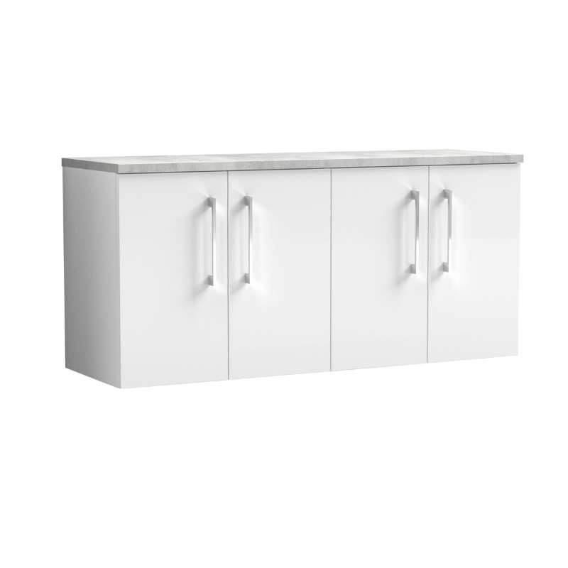 Nuie Arno Wall Hung 4-Door Vanity & Laminate Worktop (1 size, 8 colours) - Brand New Bathrooms