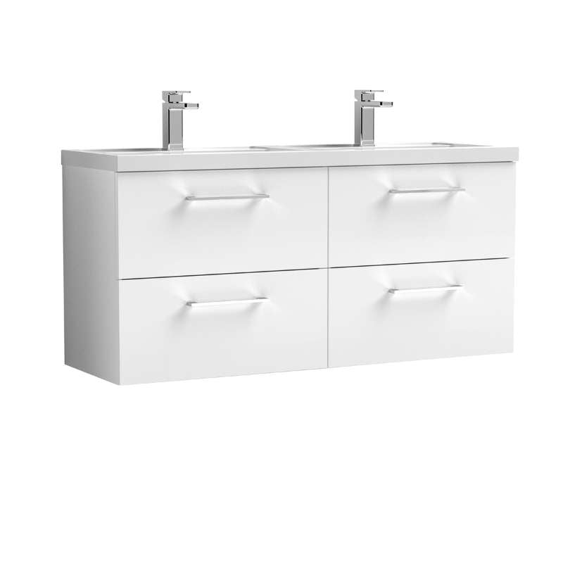 Nuie Arno Wall Hung 4 Drawer Vanity & Double Basin (1 size, 9 colours) - Brand New Bathrooms