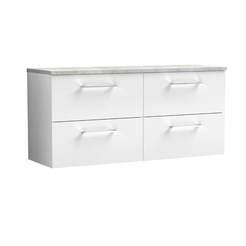 Nuie Arno Wall Hung 4-Drawer Vanity & Laminate Worktop (1 size, 8 colours) - Brand New Bathrooms