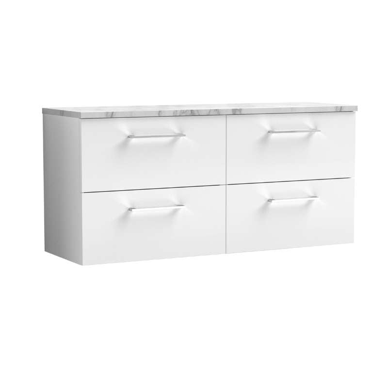 Nuie Arno Wall Hung 4-Drawer Vanity & Laminate Worktop (1 size, 8 colours) - Brand New Bathrooms