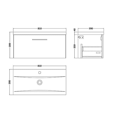 Nuie Arno Wall Hung 1 Drawer Vanity & Basin 1 (1 size, 9 colours) - Brand New Bathrooms