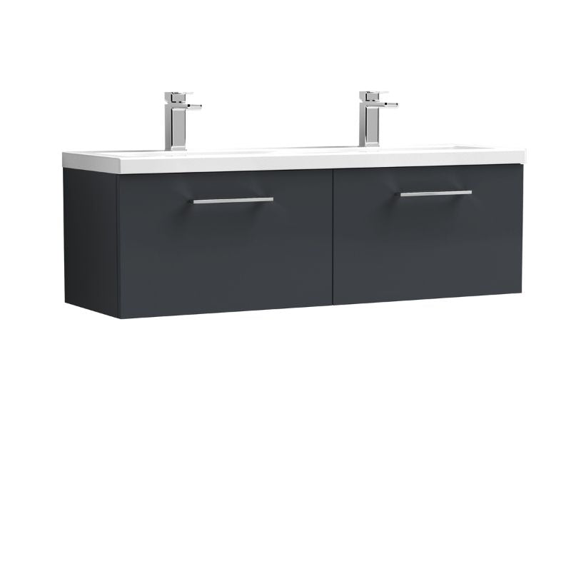 Nuie Arno Wall Hung 2-Drawer Vanity & Double Basin (1 size, 9 colours) - Brand New Bathrooms