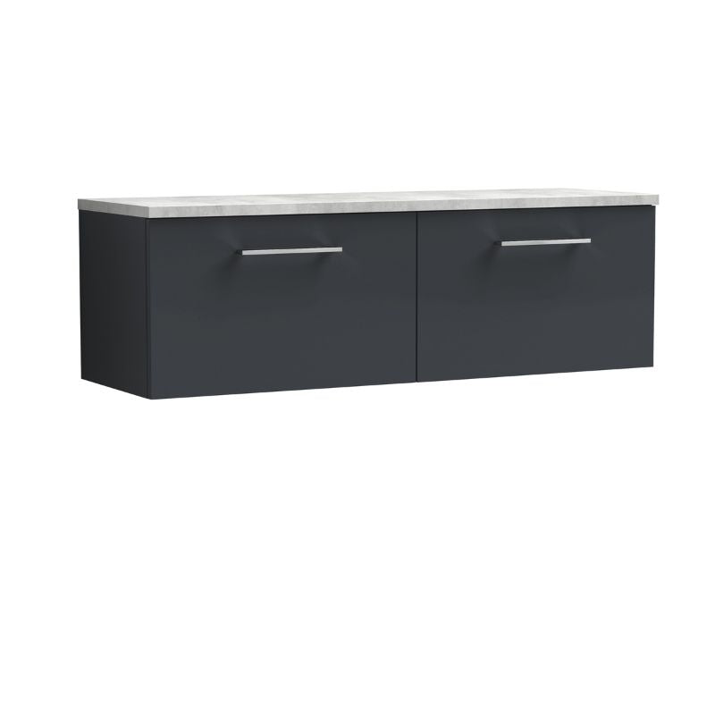 Nuie Arno Wall Hung 2-Drawer Vanity & Laminate Worktop (1 size, 8 colours) - Brand New Bathrooms