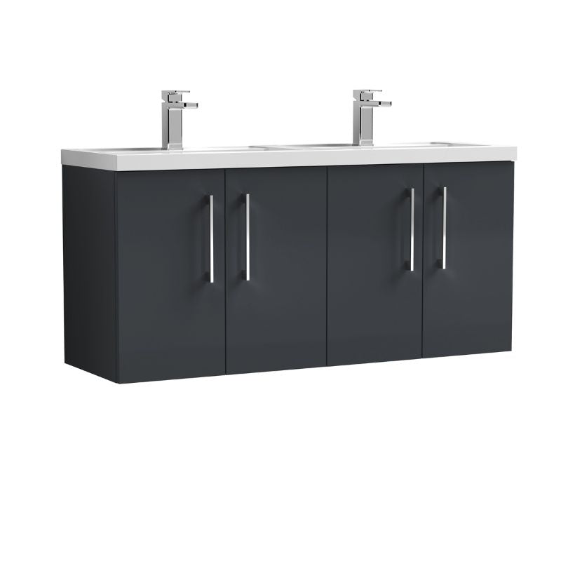 Nuie Arno Wall Hung 4-Door Vanity & Double Basin (2 sizes, 8 colours) - Brand New Bathrooms
