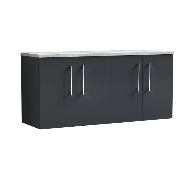 Nuie Arno Wall Hung 4-Door Vanity & Laminate Worktop (1 size, 8 colours) - Brand New Bathrooms