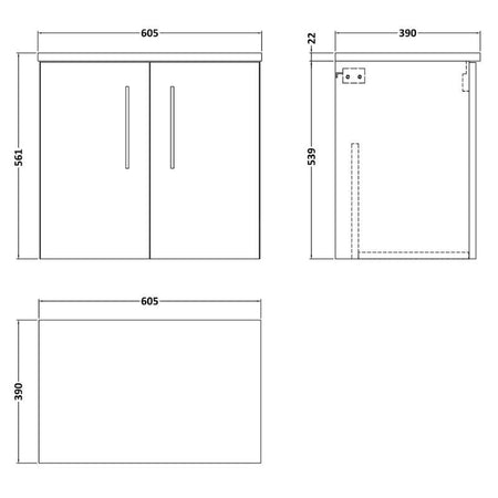 Nuie Arno Wall Hung 2-Door Vanity & Laminate (1 size, 2 styles, 8 colours) - Brand New Bathrooms