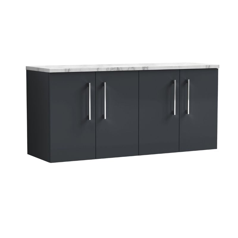 Nuie Arno Wall Hung 4-Door Vanity & Laminate Worktop (1 size, 8 colours) - Brand New Bathrooms