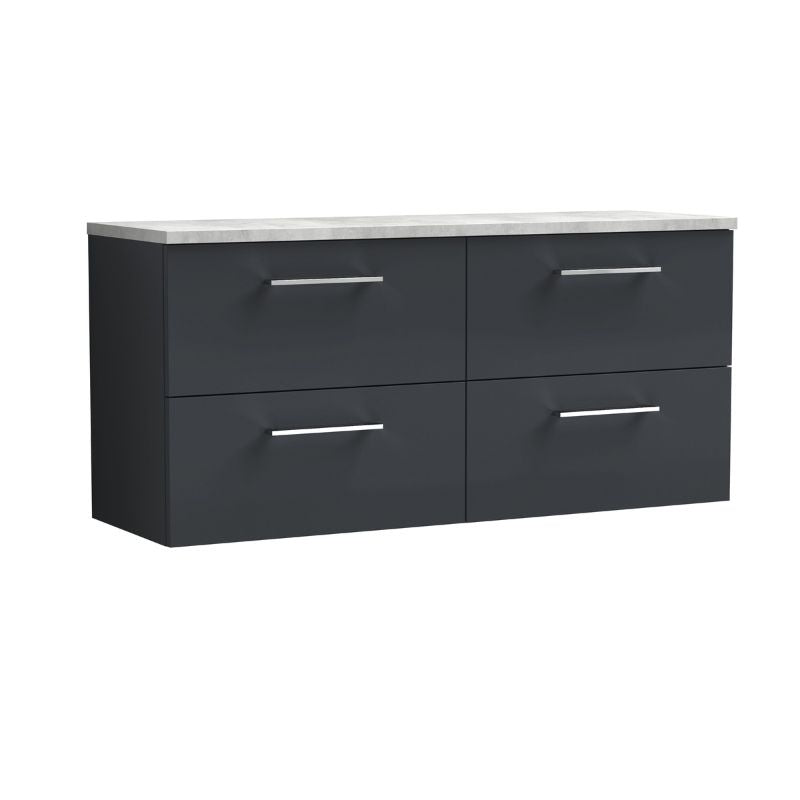 Nuie Arno Wall Hung 4-Drawer Vanity & Laminate Worktop (1 size, 8 colours) - Brand New Bathrooms
