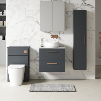 Nuie Arno Wall Hung 2 Drawer Vanity & Laminate Worktop (1 size, 4 colours) - Brand New Bathrooms