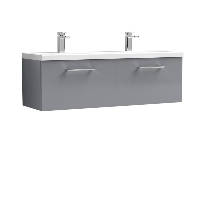Nuie Arno Wall Hung 2-Drawer Vanity & Double Basin (1 size, 9 colours) - Brand New Bathrooms
