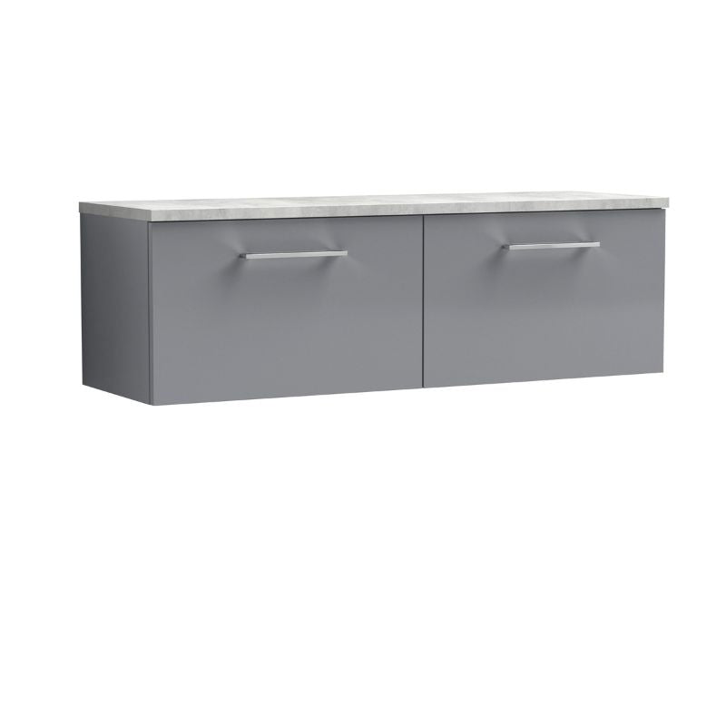 Nuie Arno Wall Hung 2-Drawer Vanity & Laminate Worktop (1 size, 8 colours) - Brand New Bathrooms