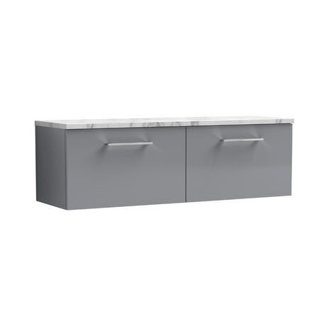 Nuie Arno 1200mm Wall Hung 2-Drawer Vanity & Laminate Worktop (1 size, Satin Grey) - Brand New Bathrooms