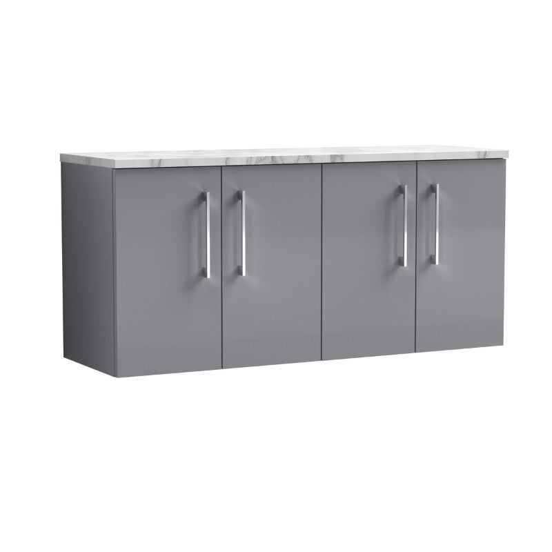 Nuie Arno Wall Hung 4-Door Vanity & Laminate Worktop (1 size, 8 colours) - Brand New Bathrooms