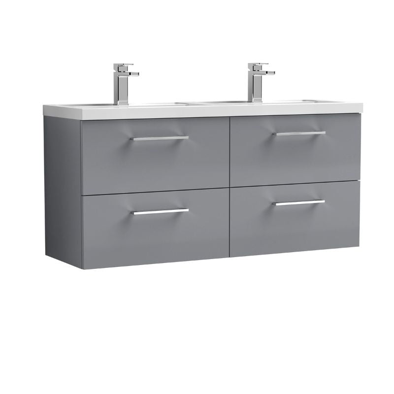 Nuie Arno Wall Hung 4 Drawer Vanity & Double Basin (1 size, 9 colours) - Brand New Bathrooms