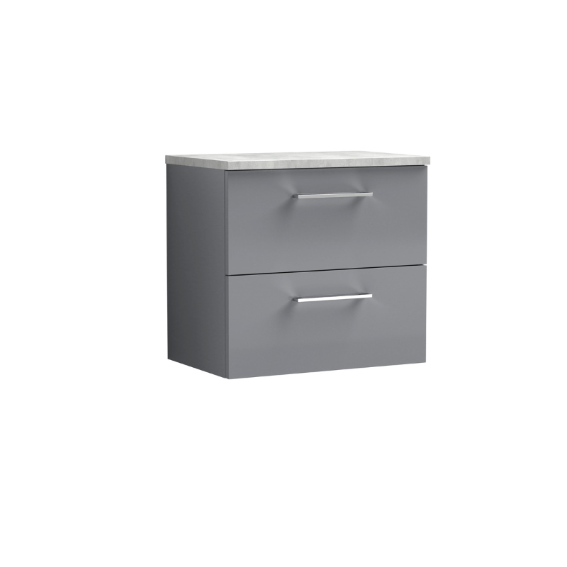 Nuie Arno Wall Hung 2 Drawer Vanity & Laminate Worktop (1 size, 4 colours) - Brand New Bathrooms