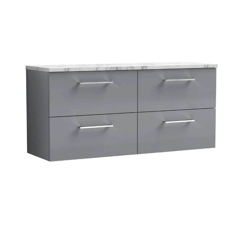 Nuie Arno Wall Hung 4-Drawer Vanity & Laminate Worktop (1 size, 8 colours) - Brand New Bathrooms