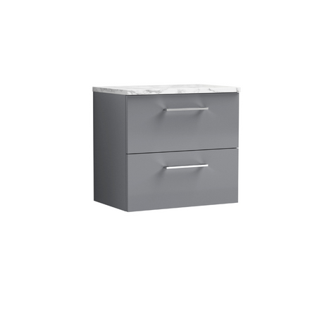 Nuie Arno Wall Hung 2 Drawer Vanity & Laminate Worktop (1 size, 4 colours) - Brand New Bathrooms