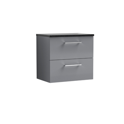 Nuie Arno Wall Hung 2 Drawer Vanity & Laminate Worktop (1 size, 4 colours) - Brand New Bathrooms
