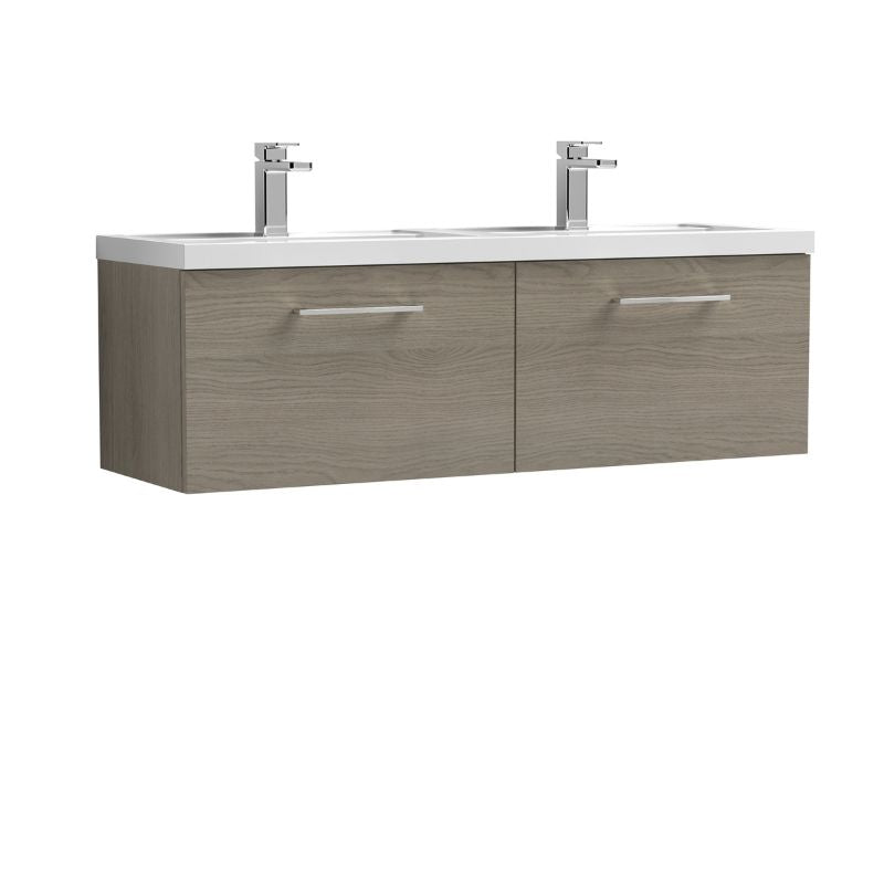 Nuie Arno Wall Hung 2 Drawer Vanity & Double Basin (1 size, 9 colours) - Brand New Bathrooms