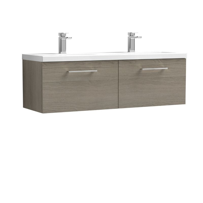 Nuie Arno Wall Hung 2-Drawer Vanity & Double Basin (1 size, 9 colours) - Brand New Bathrooms