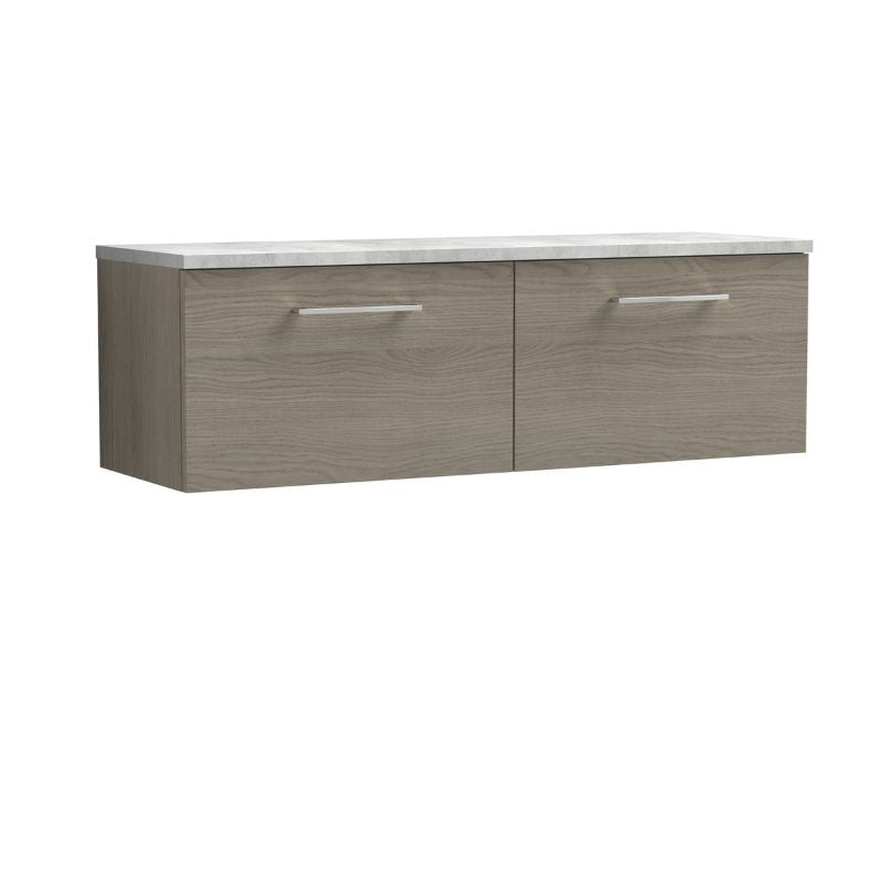 Nuie Arno Wall Hung 2-Drawer Vanity & Laminate Worktop (1 size, 8 colours) - Brand New Bathrooms