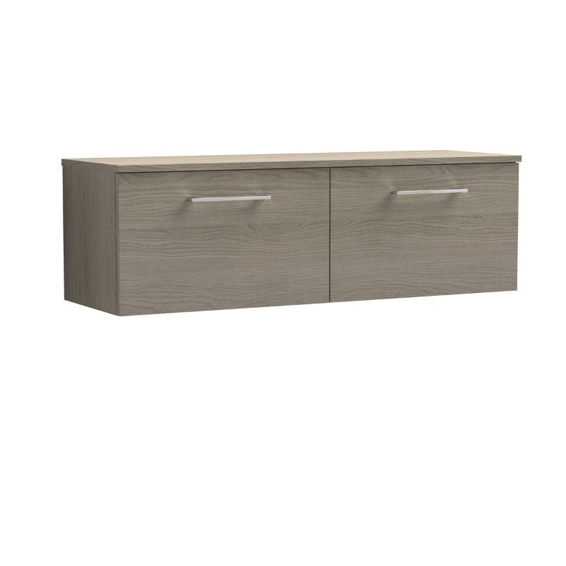Nuie Arno Wall Hung 2 Drawer Vanity & Worktop (1 size, 9 colours) - Brand New Bathrooms