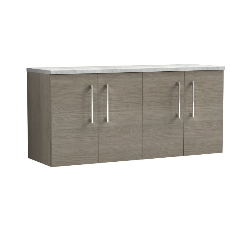 Nuie Arno Wall Hung 4-Door Vanity & Laminate Worktop (1 size, 8 colours) - Brand New Bathrooms