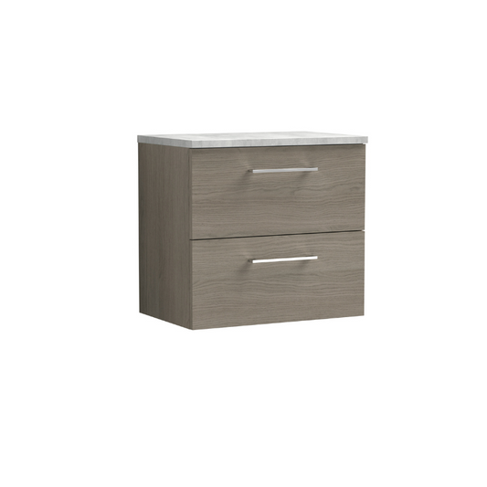 Nuie Arno 600mm Wall Hung 2-Drawer Vanity & Laminate Top (1 size, 4 colours) - Brand New Bathrooms